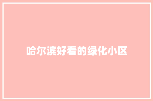 哈尔滨好看的绿化小区