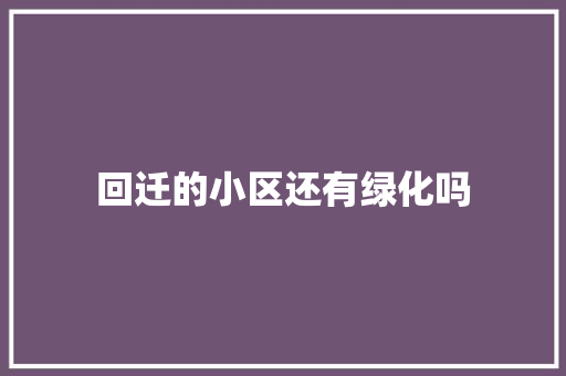 回迁的小区还有绿化吗