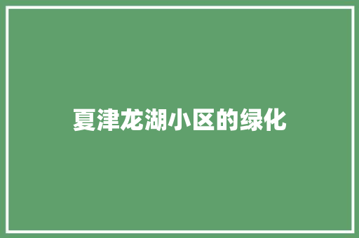 夏津龙湖小区的绿化