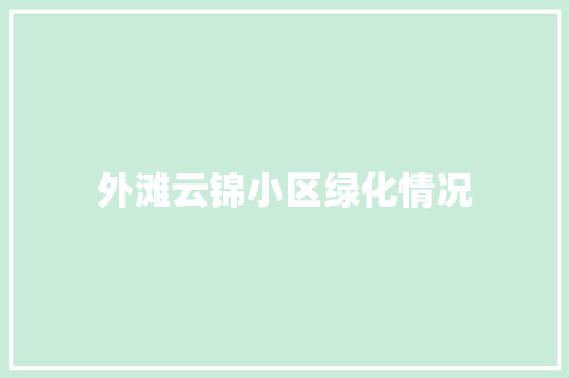 外滩云锦小区绿化情况