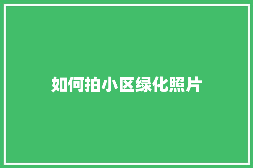 如何拍小区绿化照片