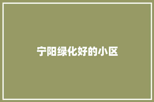 宁阳绿化好的小区