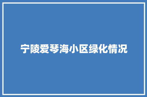 宁陵爱琴海小区绿化情况